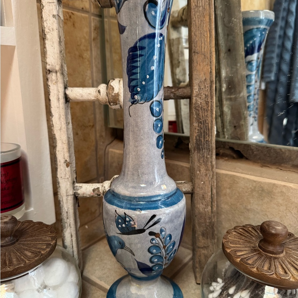 Hand-Painted Blue and White Ceramic Vase